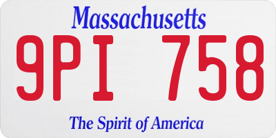 MA license plate 9PI758