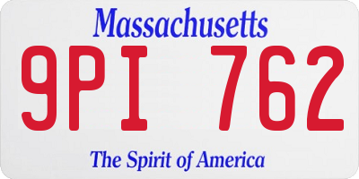 MA license plate 9PI762