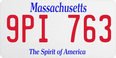 MA license plate 9PI763