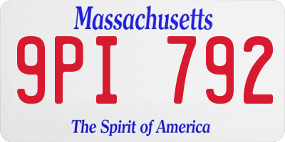 MA license plate 9PI792