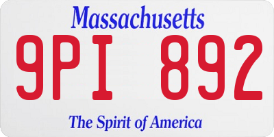 MA license plate 9PI892