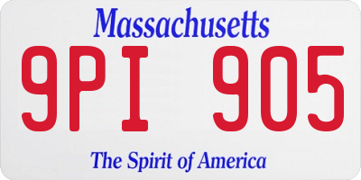 MA license plate 9PI905