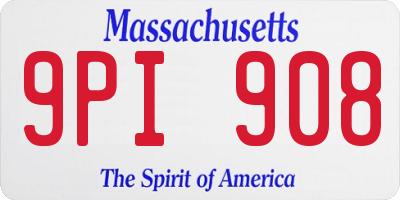 MA license plate 9PI908