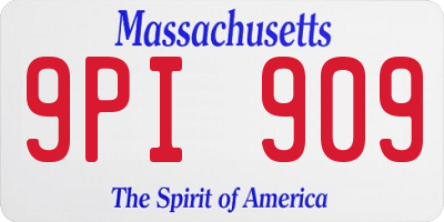 MA license plate 9PI909