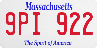 MA license plate 9PI922