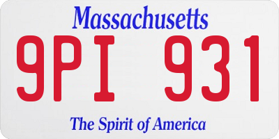 MA license plate 9PI931