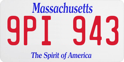 MA license plate 9PI943