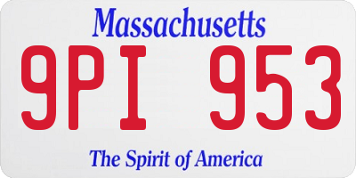 MA license plate 9PI953