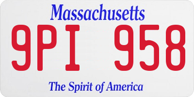 MA license plate 9PI958