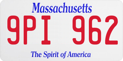 MA license plate 9PI962