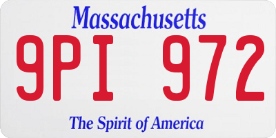 MA license plate 9PI972