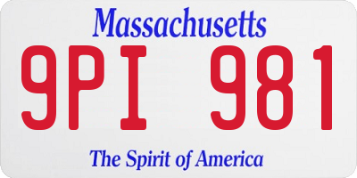 MA license plate 9PI981