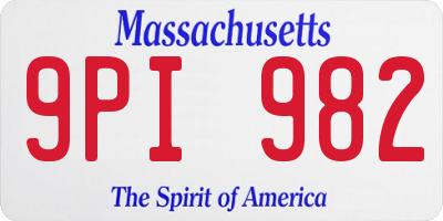 MA license plate 9PI982