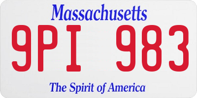MA license plate 9PI983