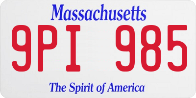 MA license plate 9PI985
