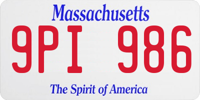 MA license plate 9PI986