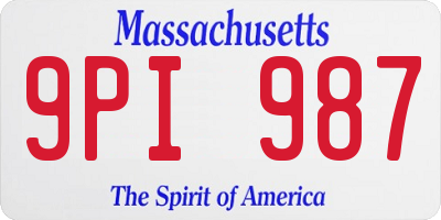MA license plate 9PI987