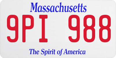 MA license plate 9PI988