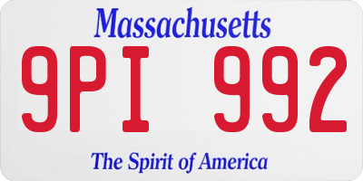 MA license plate 9PI992