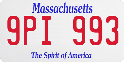 MA license plate 9PI993