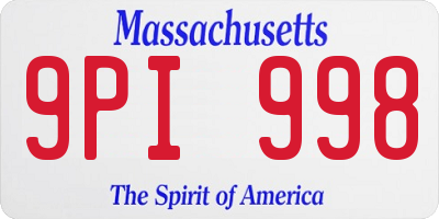 MA license plate 9PI998