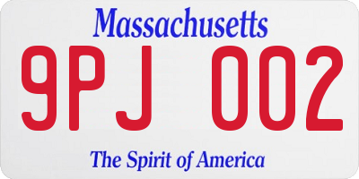 MA license plate 9PJ002
