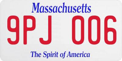 MA license plate 9PJ006