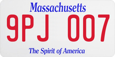 MA license plate 9PJ007