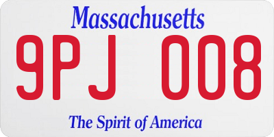 MA license plate 9PJ008