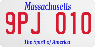 MA license plate 9PJ010