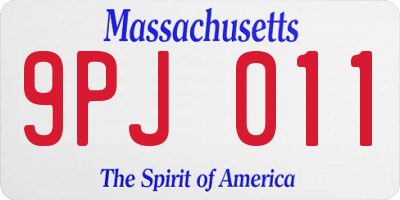 MA license plate 9PJ011
