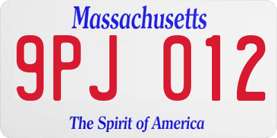 MA license plate 9PJ012