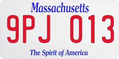 MA license plate 9PJ013