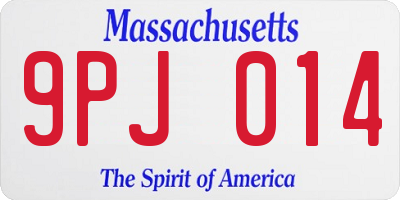 MA license plate 9PJ014
