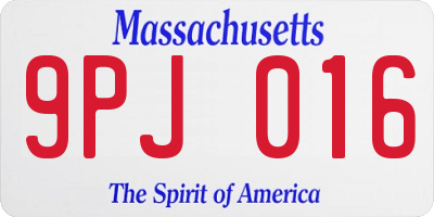 MA license plate 9PJ016