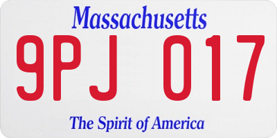 MA license plate 9PJ017