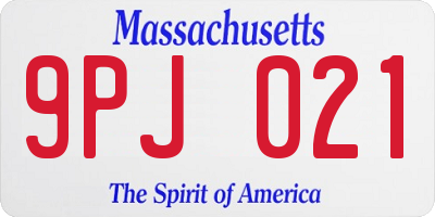 MA license plate 9PJ021