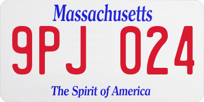 MA license plate 9PJ024
