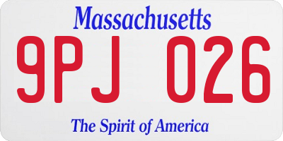 MA license plate 9PJ026