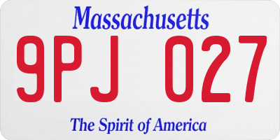 MA license plate 9PJ027