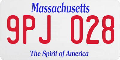MA license plate 9PJ028