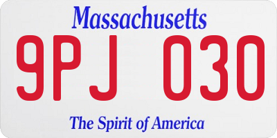 MA license plate 9PJ030