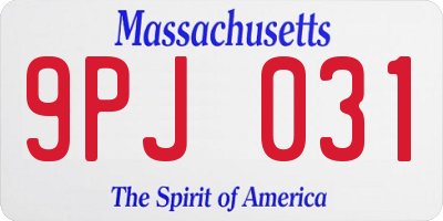 MA license plate 9PJ031