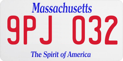 MA license plate 9PJ032