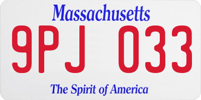 MA license plate 9PJ033