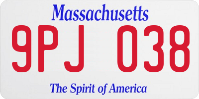 MA license plate 9PJ038