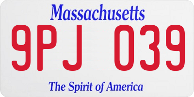 MA license plate 9PJ039