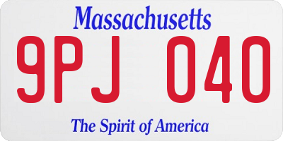 MA license plate 9PJ040