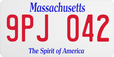 MA license plate 9PJ042