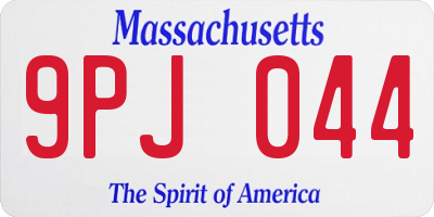 MA license plate 9PJ044